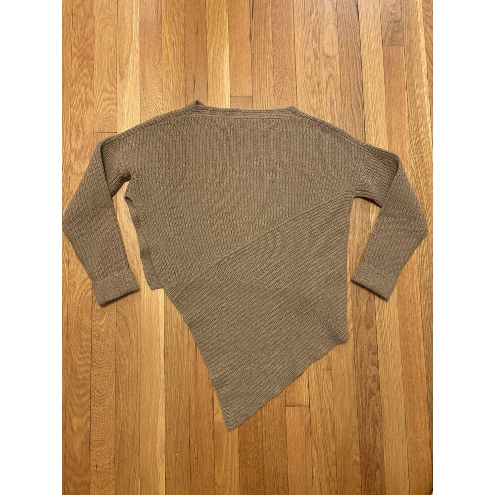 Brochu Walker Thandee Brown Asymmetric Hem Pullover Sweater XS Wool Linen Rib - Picture 12 of 14